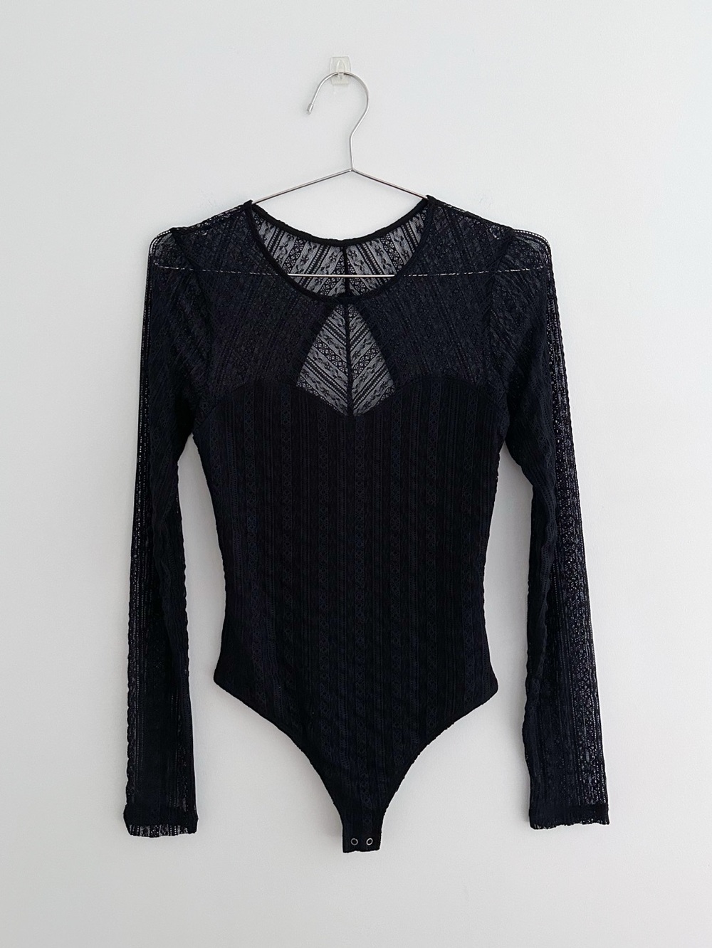 Abercrombie & Fitch Black Lace Long Sleeve Cutout Bodysuit Size Small